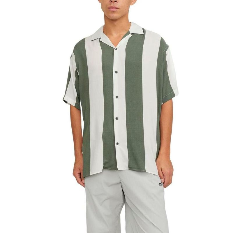 Jack Jones Green Viscose Shortsleeve Mens Shirt